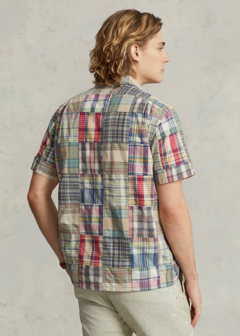 Men Ralph Lauren Classic Fit Patchwork Madras Camp Shirt 4DJ21070 Key West Patchwork