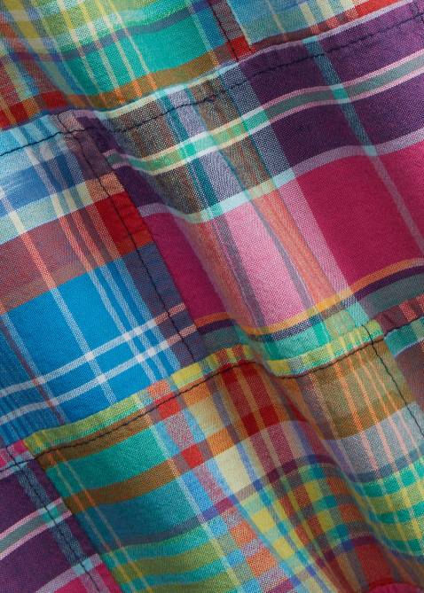 Men Ralph Lauren Classic Fit Patchwork Madras Camp Shirt 4DJ2779 Ikat Madras Patchwork