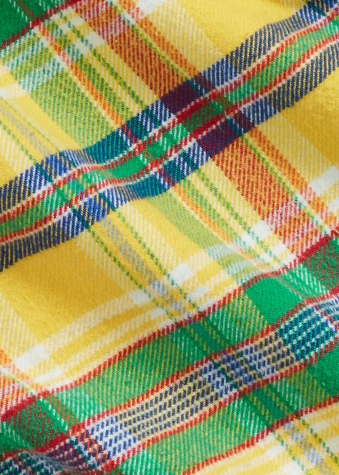 Men Ralph Lauren Classic Fit Plaid Flannel Shirt 4DJ28615 5882a Yellow/Green Multi