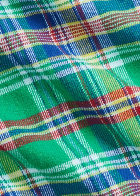 Men Ralph Lauren Classic Fit Plaid Flannel Workshirt 4DJ21064 Green/Yellow Multi