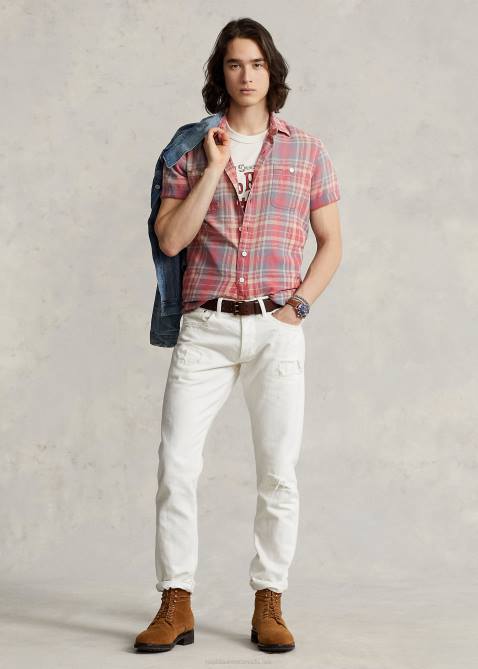 Men Ralph Lauren Classic Fit Plaid Flannel Workshirt 4DJ28452 Pink/Blue Multi