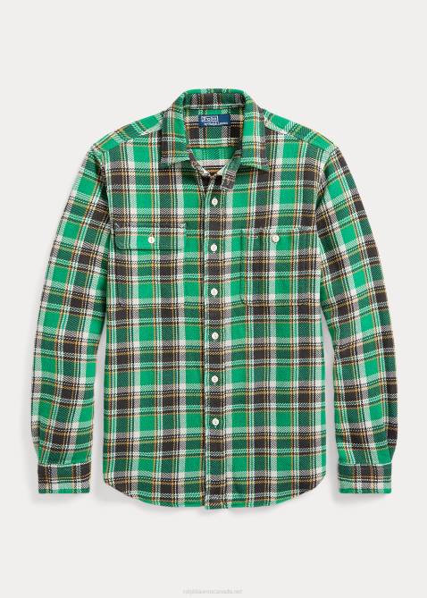 Men Ralph Lauren Classic Fit Plaid Flannel Workshirt 4DJ28531 Green Multi