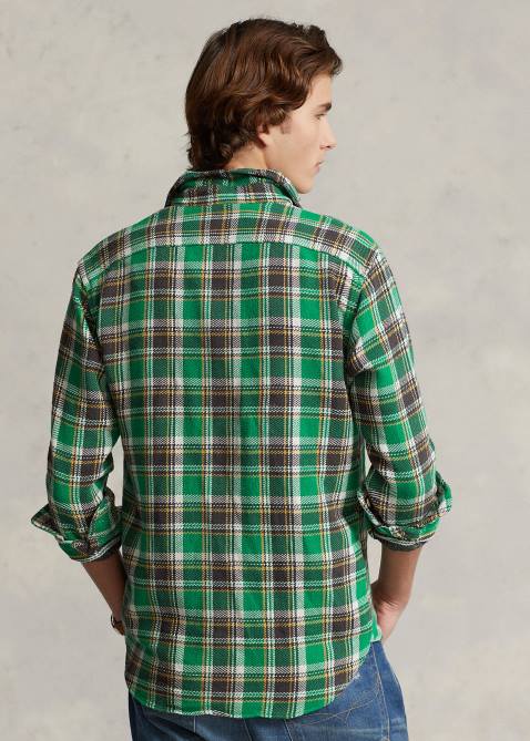 Men Ralph Lauren Classic Fit Plaid Flannel Workshirt 4DJ28531 Green Multi