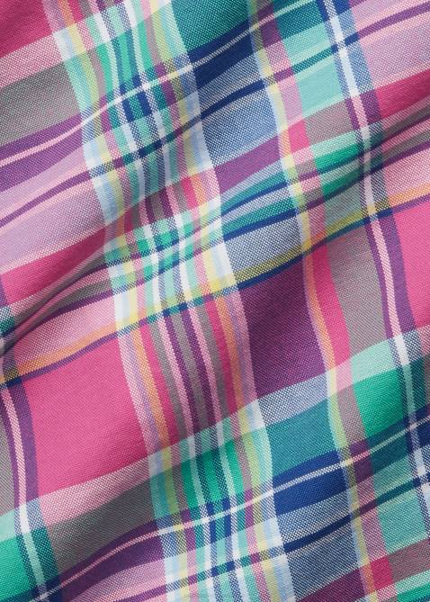 Men Ralph Lauren Classic Fit Plaid Oxford Shirt 4DJ21080 Dark Pink/Green Multi