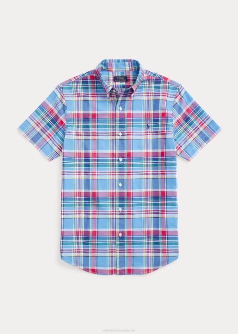 Men Ralph Lauren Classic Fit Plaid Oxford Shirt 4DJ21081 Blue/Red Multi