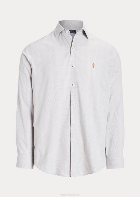 Men Ralph Lauren Classic Fit Plaid Performance Shirt 4DJ28487 Grey Fog/White