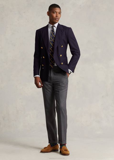 Men Ralph Lauren Classic Fit Plaid Performance Shirt 4DJ28487 Grey Fog/White