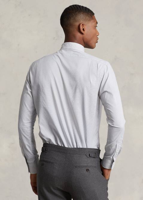 Men Ralph Lauren Classic Fit Plaid Performance Shirt 4DJ28487 Grey Fog/White