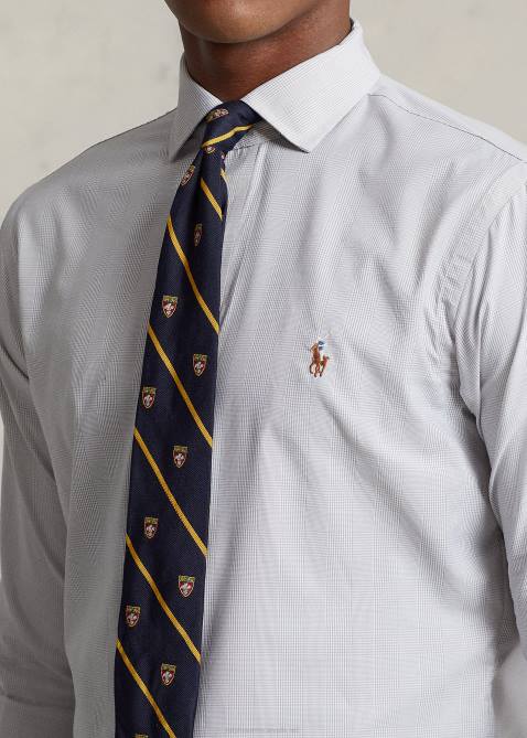 Men Ralph Lauren Classic Fit Plaid Performance Shirt 4DJ28487 Grey Fog/White