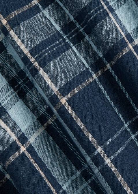 Men Ralph Lauren Classic Fit Plaid Poplin Camp Shirt 4DJ2767 Indigo Khaki