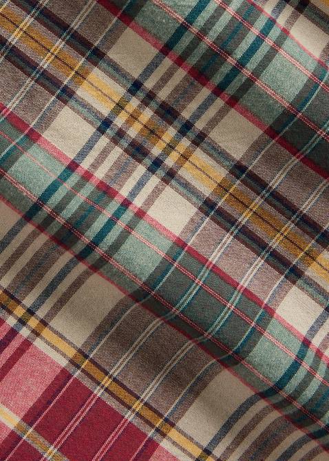 Men Ralph Lauren Classic Fit Plaid Shirt 4DJ28430 Beige/Red Multi