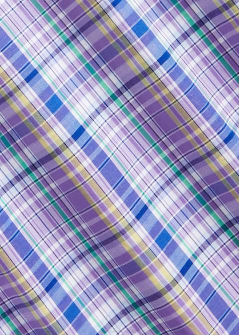 Men Ralph Lauren Classic Fit Plaid Stretch Poplin Shirt 4DJ2572 Purple/Yellow Multi