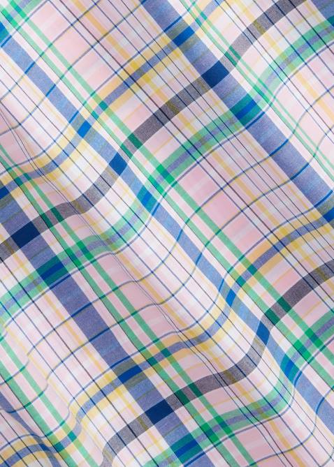 Men Ralph Lauren Classic Fit Plaid Stretch Poplin Shirt 4DJ2573 Pink/Green Multi