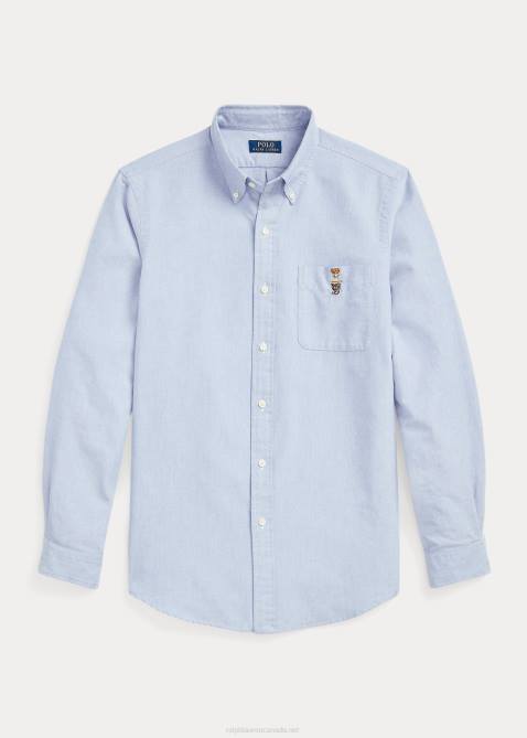 Men Ralph Lauren Classic Fit Polo Bear Oxford Shirt 4DJ2656 Blue Spring Bear