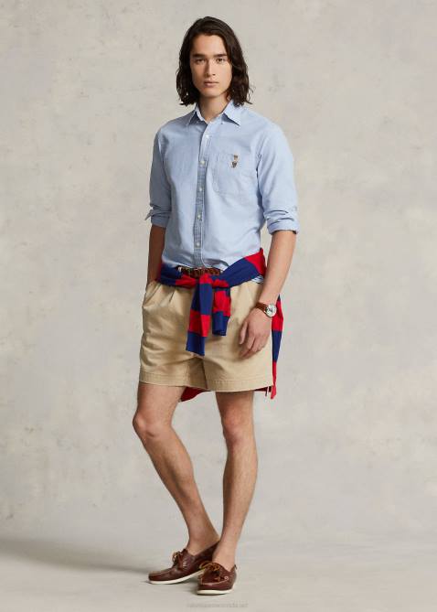 Men Ralph Lauren Classic Fit Polo Bear Oxford Shirt 4DJ2656 Blue Spring Bear