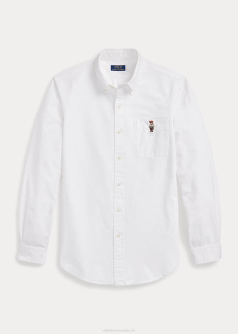 Men Ralph Lauren Classic Fit Polo Bear Oxford Shirt 4DJ2657 White Spring Bear