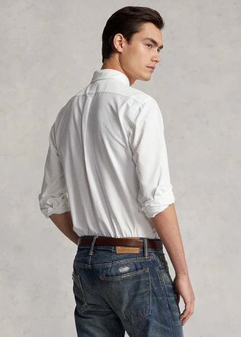 Men Ralph Lauren Classic Fit Polo Bear Oxford Shirt 4DJ2657 White Spring Bear