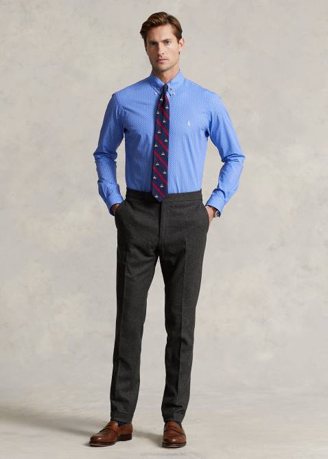 Men Ralph Lauren Classic Fit Print Stretch Poplin Shirt 4DJ21125 Multi