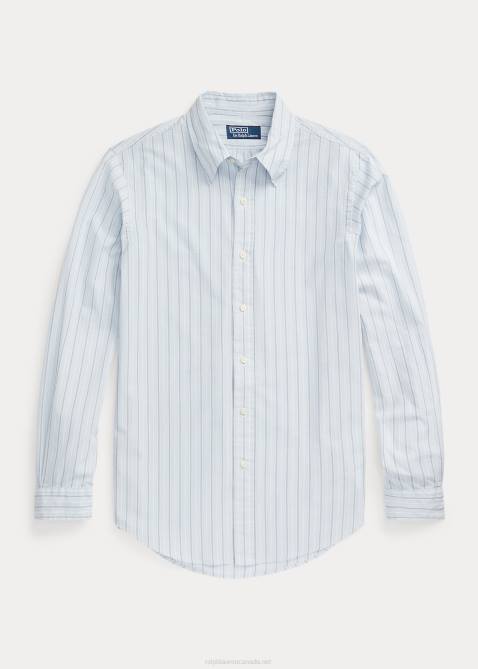 Men Ralph Lauren Classic Fit Striped Dobby Shirt 4DJ21047 Lt Blue/White Multi