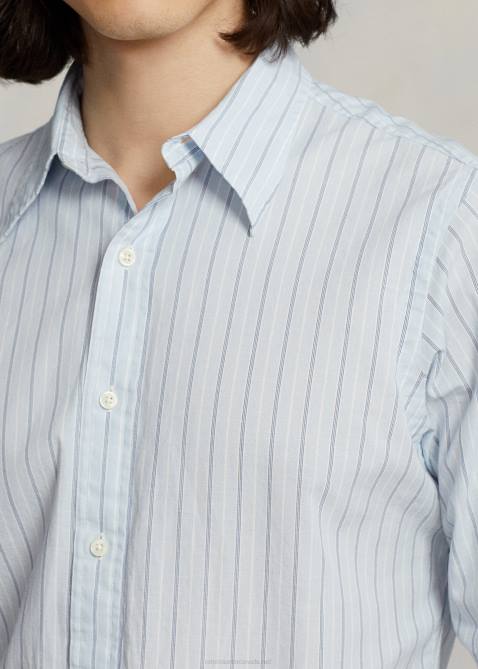 Men Ralph Lauren Classic Fit Striped Dobby Shirt 4DJ21047 Lt Blue/White Multi