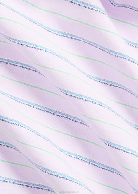 Men Ralph Lauren Classic Fit Striped Oxford Camp Shirt 4DJ2728 Pink/Green Multi