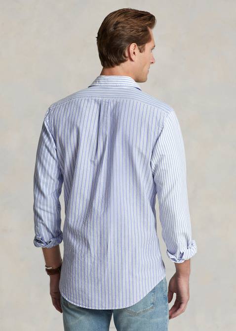 Men Ralph Lauren Classic Fit Striped Oxford Fun Shirt 4DJ2769 Blue Funshirt