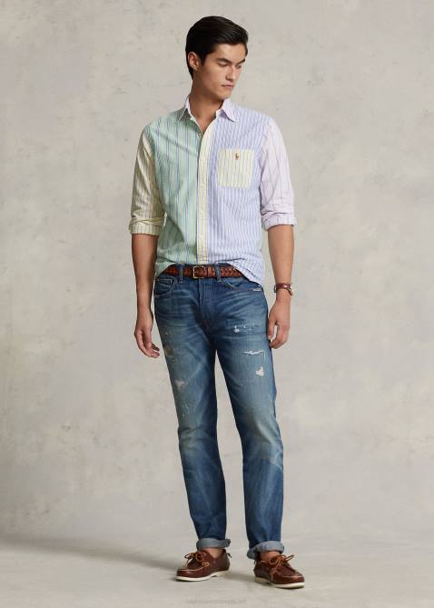 Men Ralph Lauren Classic Fit Striped Oxford Fun Shirt 4DJ2928 Fancy Stripe Funshirt