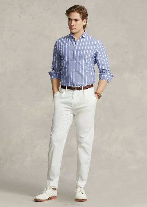 Men Ralph Lauren Classic Fit Striped Oxford Shirt 4DJ21053 Heritage Royal