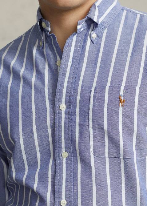 Men Ralph Lauren Classic Fit Striped Oxford Shirt 4DJ21053 Heritage Royal