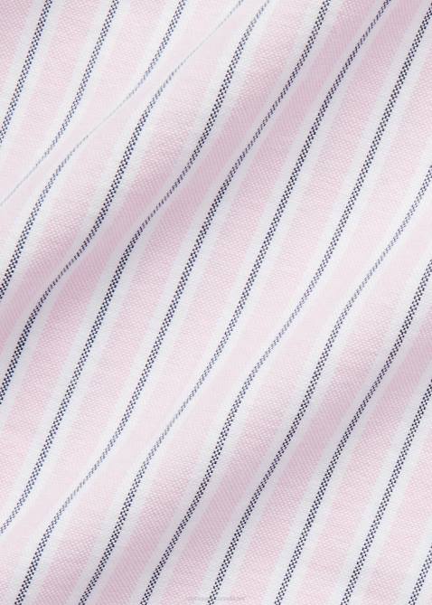 Men Ralph Lauren Classic Fit Striped Oxford Shirt 4DJ28417 Carmel Pink/Navy Multi