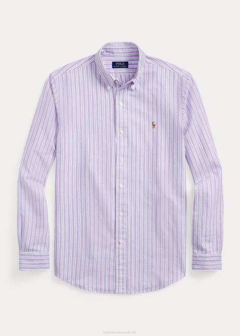 Men Ralph Lauren Classic Fit Striped Oxford Shirt 4DJ28418 Hampton Purpl/Navy Multi