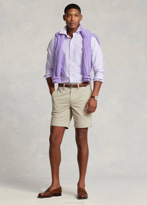 Men Ralph Lauren Classic Fit Striped Oxford Shirt 4DJ28418 Hampton Purpl/Navy Multi