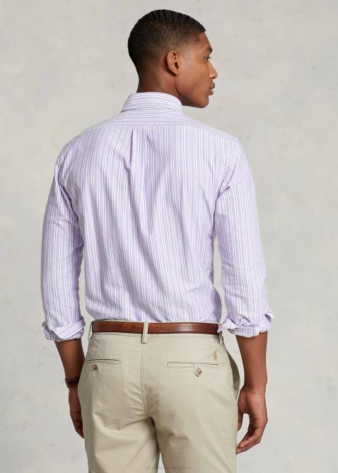 Men Ralph Lauren Classic Fit Striped Oxford Shirt 4DJ28418 Hampton Purpl/Navy Multi