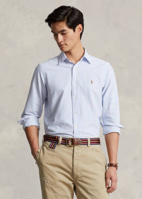 Men Ralph Lauren Classic Fit Striped Oxford Shirt 4DJ28477 Blue/White