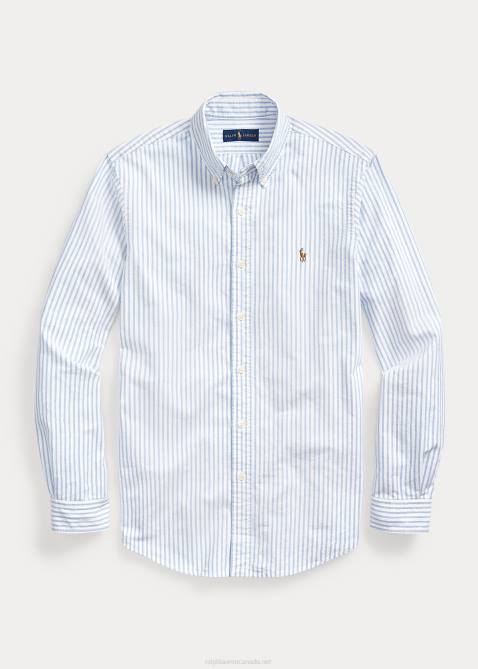 Men Ralph Lauren Classic Fit Striped Oxford Shirt 4DJ28477 Blue/White