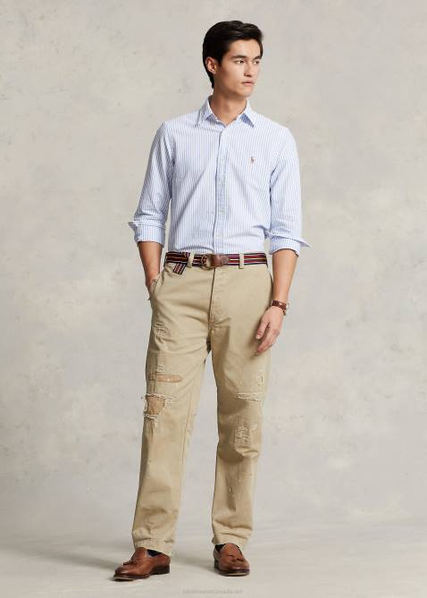 Men Ralph Lauren Classic Fit Striped Oxford Shirt 4DJ28477 Blue/White