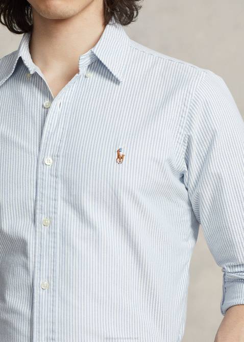 Men Ralph Lauren Classic Fit Striped Oxford Shirt 4DJ28587 Blue/White