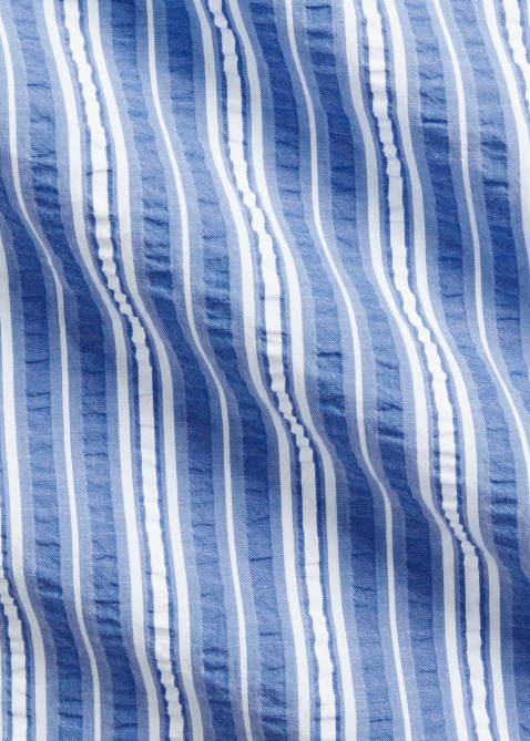 Men Ralph Lauren Classic Fit Striped Seersucker Shirt 4DJ2530 Blue/White