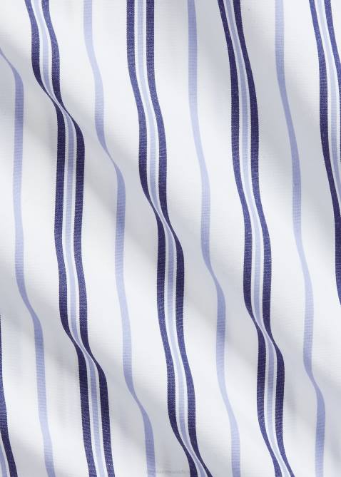 Men Ralph Lauren Classic Fit Striped Stretch Poplin Shirt 4DJ2732 White/Blue Multi