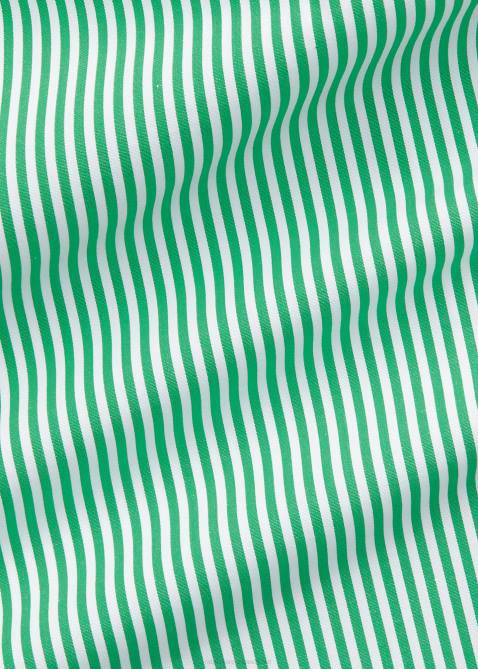 Men Ralph Lauren Classic Fit Striped Stretch Poplin Shirt 4DJ2773 Golf Green/White