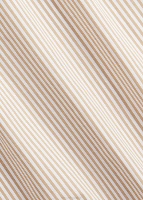 Men Ralph Lauren Classic Fit Striped Stretch Poplin Shirt 4DJ2775 Vintage Khaki/White