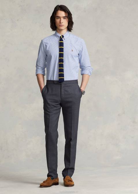 Men Ralph Lauren Classic Fit Tattersall Oxford Shirt 4DJ2727 Blue/White Multi