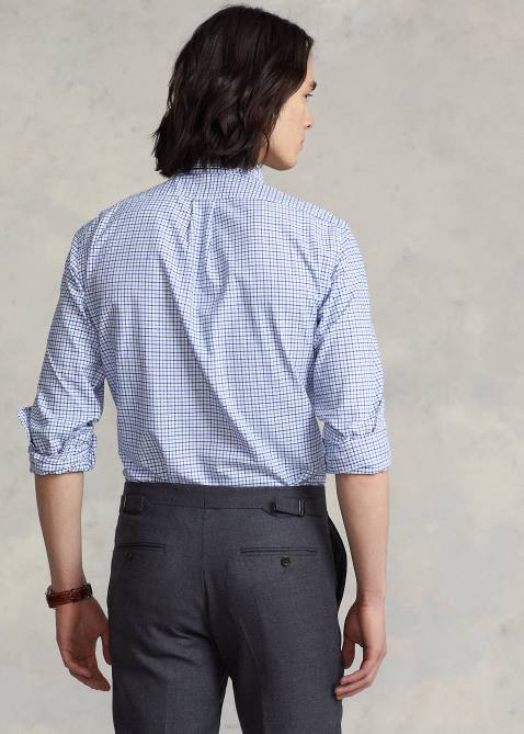 Men Ralph Lauren Classic Fit Tattersall Oxford Shirt 4DJ2727 Blue/White Multi