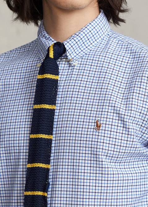 Men Ralph Lauren Classic Fit Tattersall Oxford Shirt 4DJ2727 Blue/White Multi