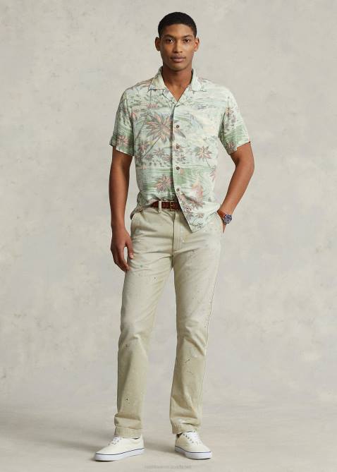 Men Ralph Lauren Classic Fit Tropical-Print Camp Shirt 4DJ2637 Hawaiian Beach