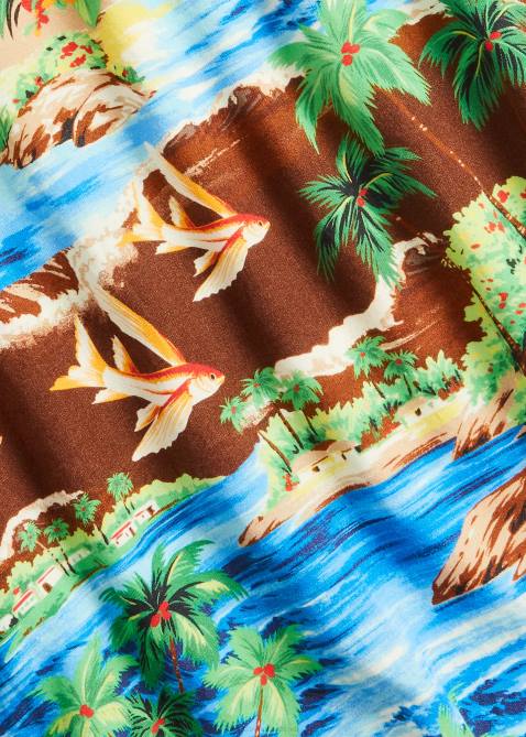 Men Ralph Lauren Classic Fit Tropical-Print Camp Shirt 4DJ2877 Flying Fish Paradise