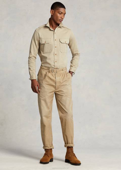 Men Ralph Lauren Classic Fit Twill Workshirt 4DJ28435 Khaki