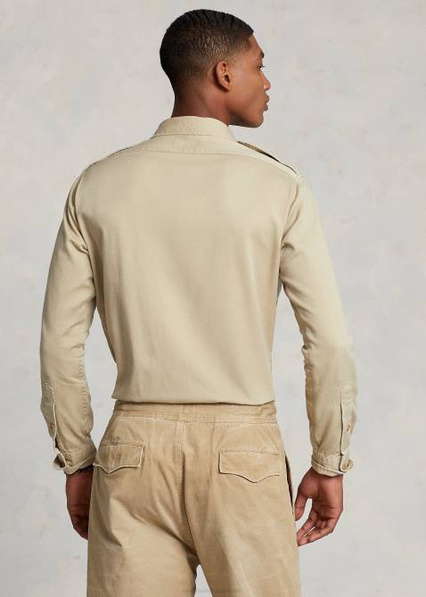 Men Ralph Lauren Classic Fit Twill Workshirt 4DJ28435 Khaki
