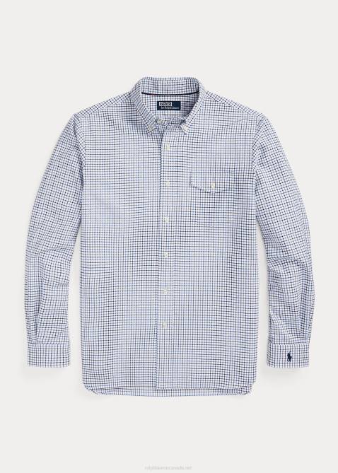 Men Ralph Lauren Custom Fit Checked Oxford Shirt 4DJ28627 Navy/Blue Multi