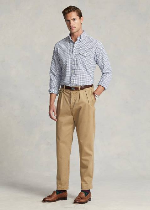 Men Ralph Lauren Custom Fit Checked Oxford Shirt 4DJ28627 Navy/Blue Multi